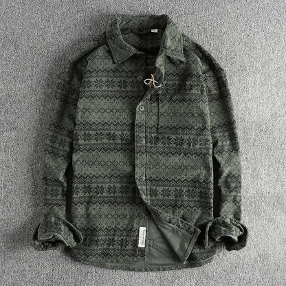 Herren Cordhemd Blau Retro Freizeit