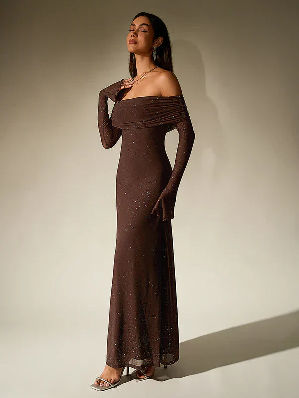 Ella Damen Abendkleid Glitzernd