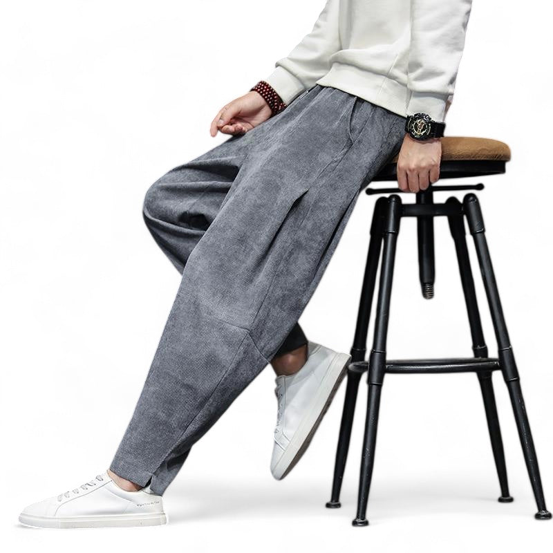 Herren Relaxed Fit Samthose Bequem Weite Bein - Norvielle
