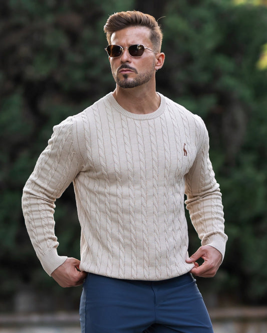 Herren Strickpullover Zopfmuster Baumwolle Bequem - Norvielle