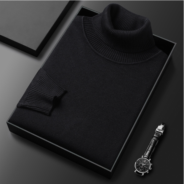 Herren Rollkragenpullover Bequem Lässig Grau