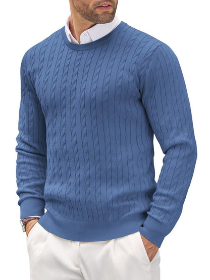 Herren Slim-Fit Pullover Feinstrick Rundhals