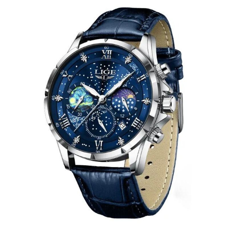 Herrenuhr Edelstahl Mondphasen Elegant