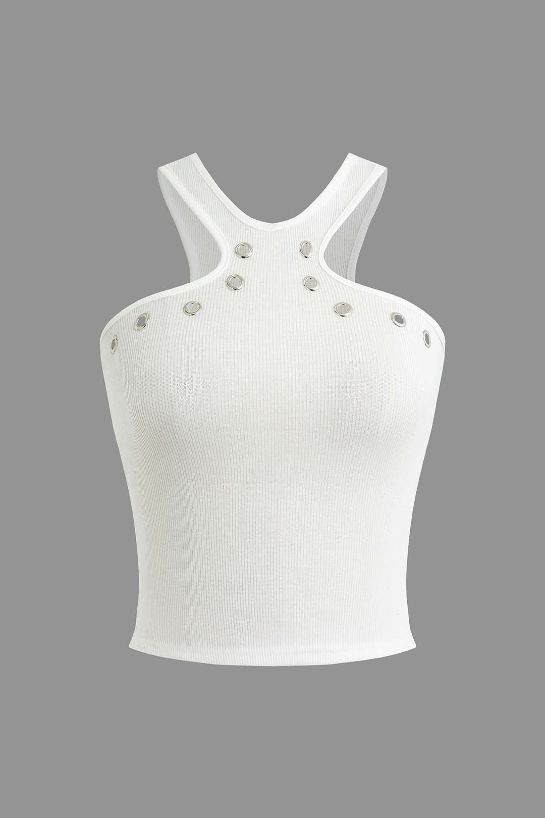 Weißes Damen Tanktop Nieten Cutouts - Norvielle