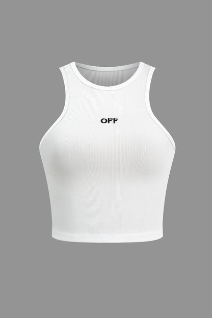 Damen Crop- Racerback-Ausschnitt Weiß - Norvielle
