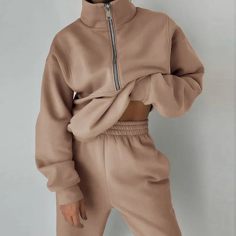 Damen Trainingsanzug 2er Set Hochtaillig Bequem Sportlich - Norvielle