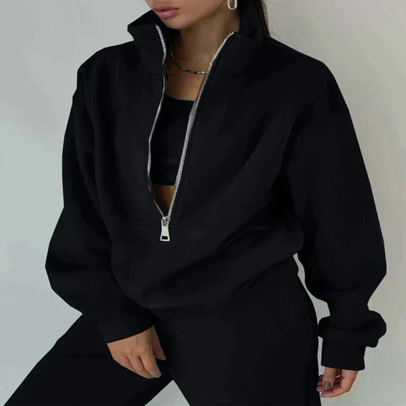 Damen Trainingsanzug 2er Set Hochtaillig Bequem Sportlich
