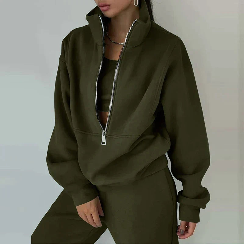 Damen Trainingsanzug 2er Set Hochtaillig Bequem Sportlich