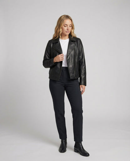 Damen Lederjacke Oversized Bikerjacke