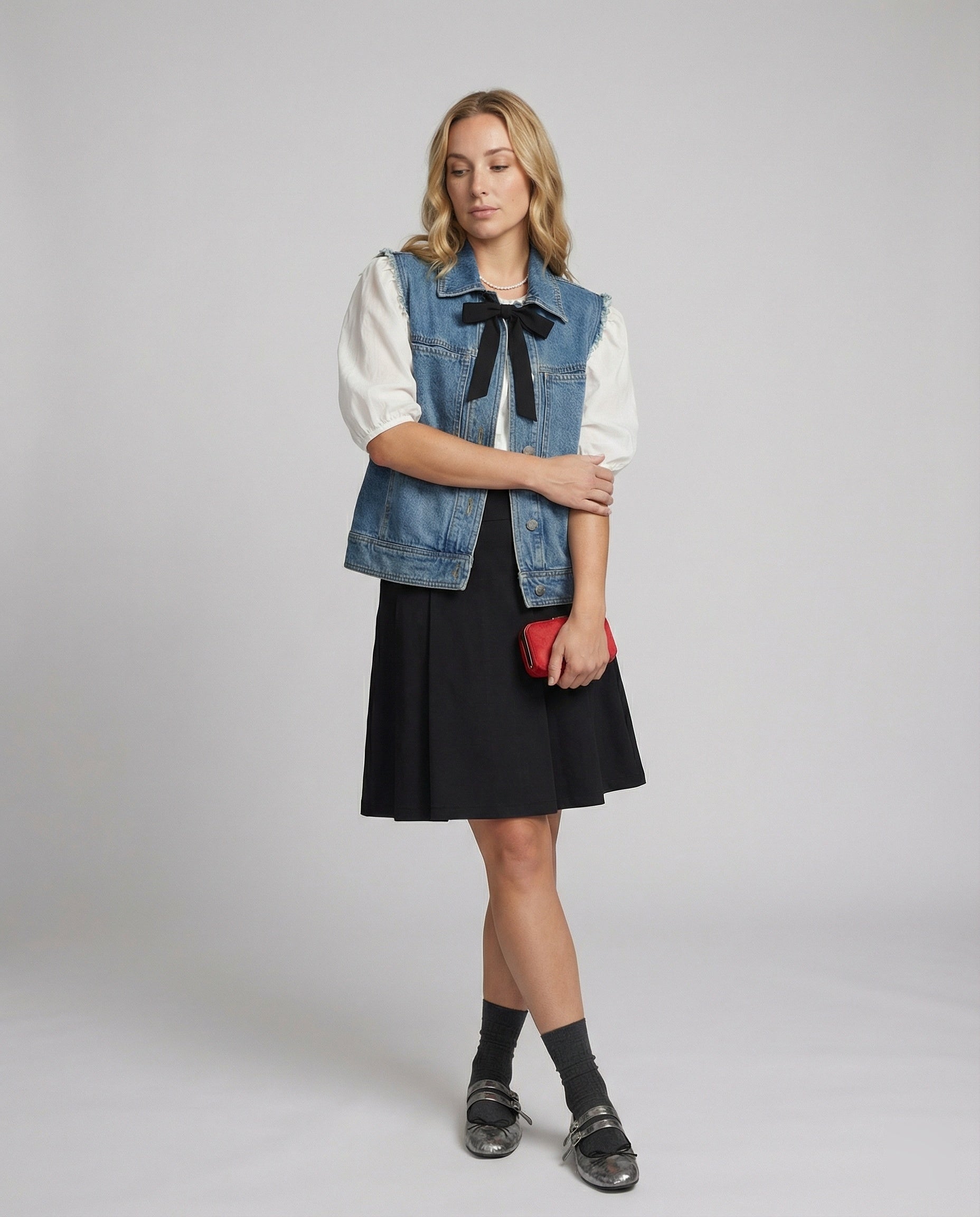 Damen Minirock aus Baumwolle Elegant Faltenrock Sommer Schwarz - Norvielle