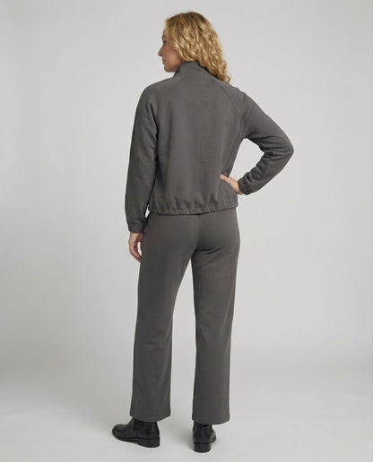 Damen Sportanzug Grau Zweiteiler Sweatshirt Locker Fit