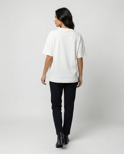 Damen Slim Fit T-Shirt Kurzarm Rundhals Baumwolle