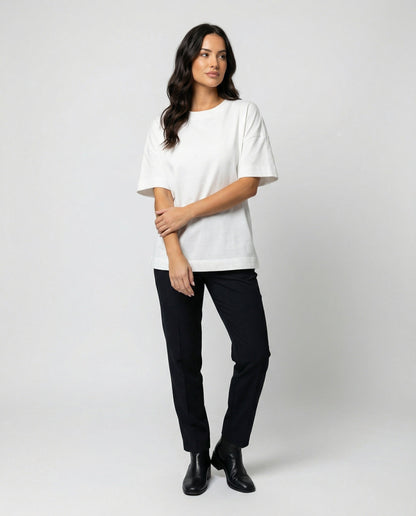 Damen Slim Fit T-Shirt Kurzarm Rundhals Baumwolle