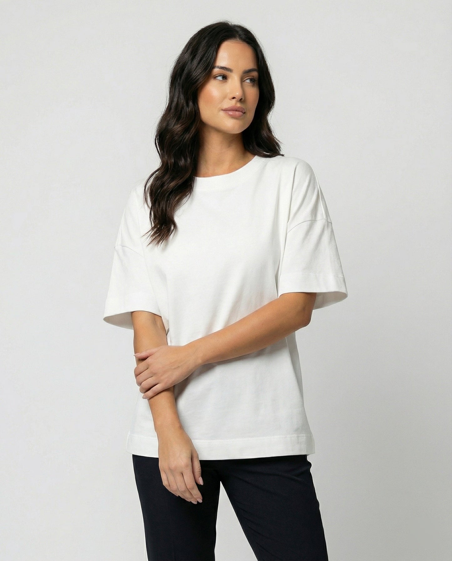 Damen Slim Fit T-Shirt Kurzarm Rundhals Schwarz Baumwolle - Norvielle