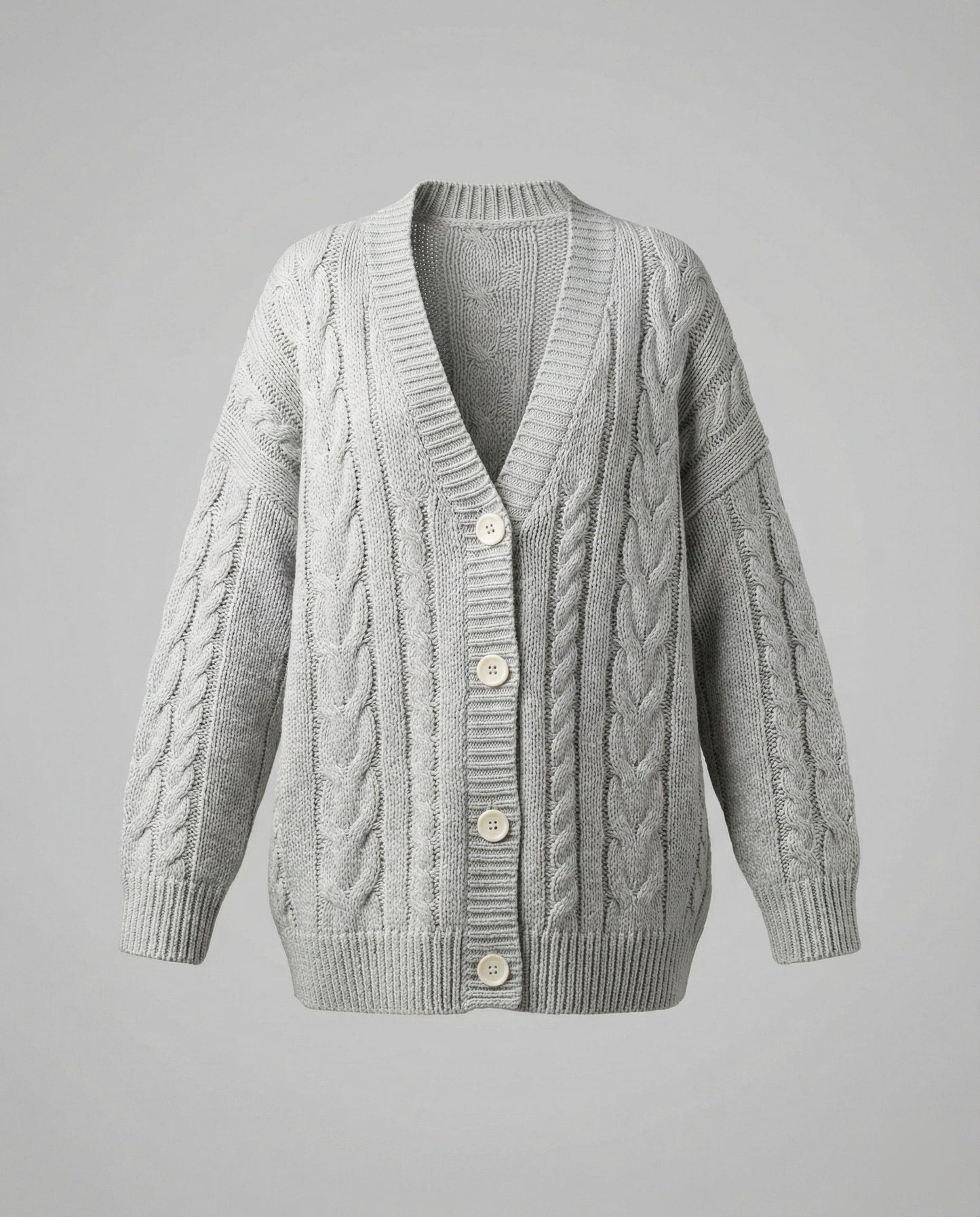 Damen Zopf-Cardigan Blouson V-Ausschnitt