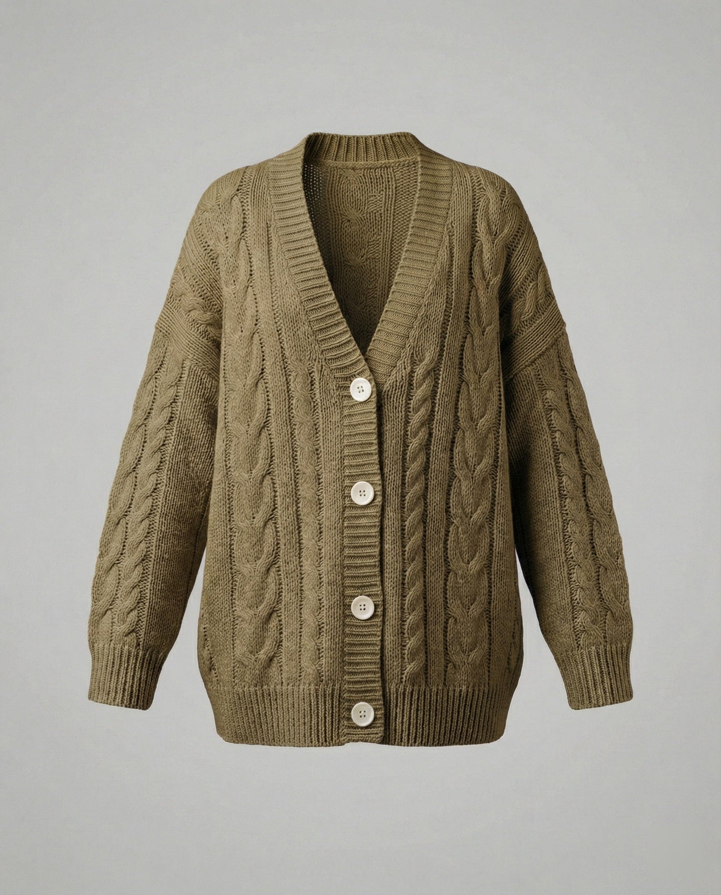 Damen Zopf-Cardigan Blouson V-Ausschnitt