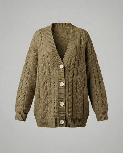 Damen Zopf-Cardigan Blouson V-Ausschnitt