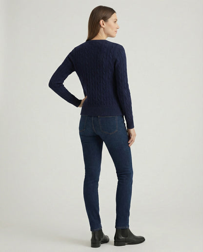 Damen Slimfit Knopfcardigan Rundhals Zopfmuster