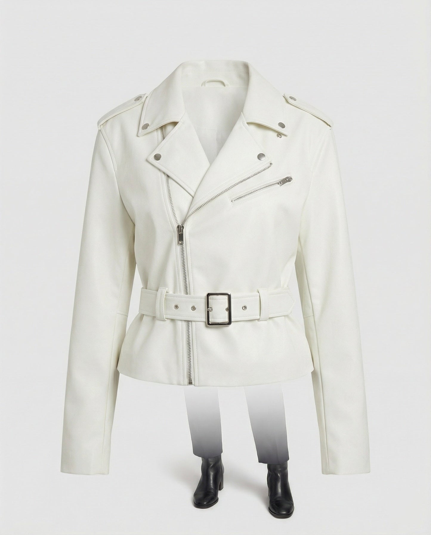 Leder Bikerjacke Damen Kurz Tailliert
