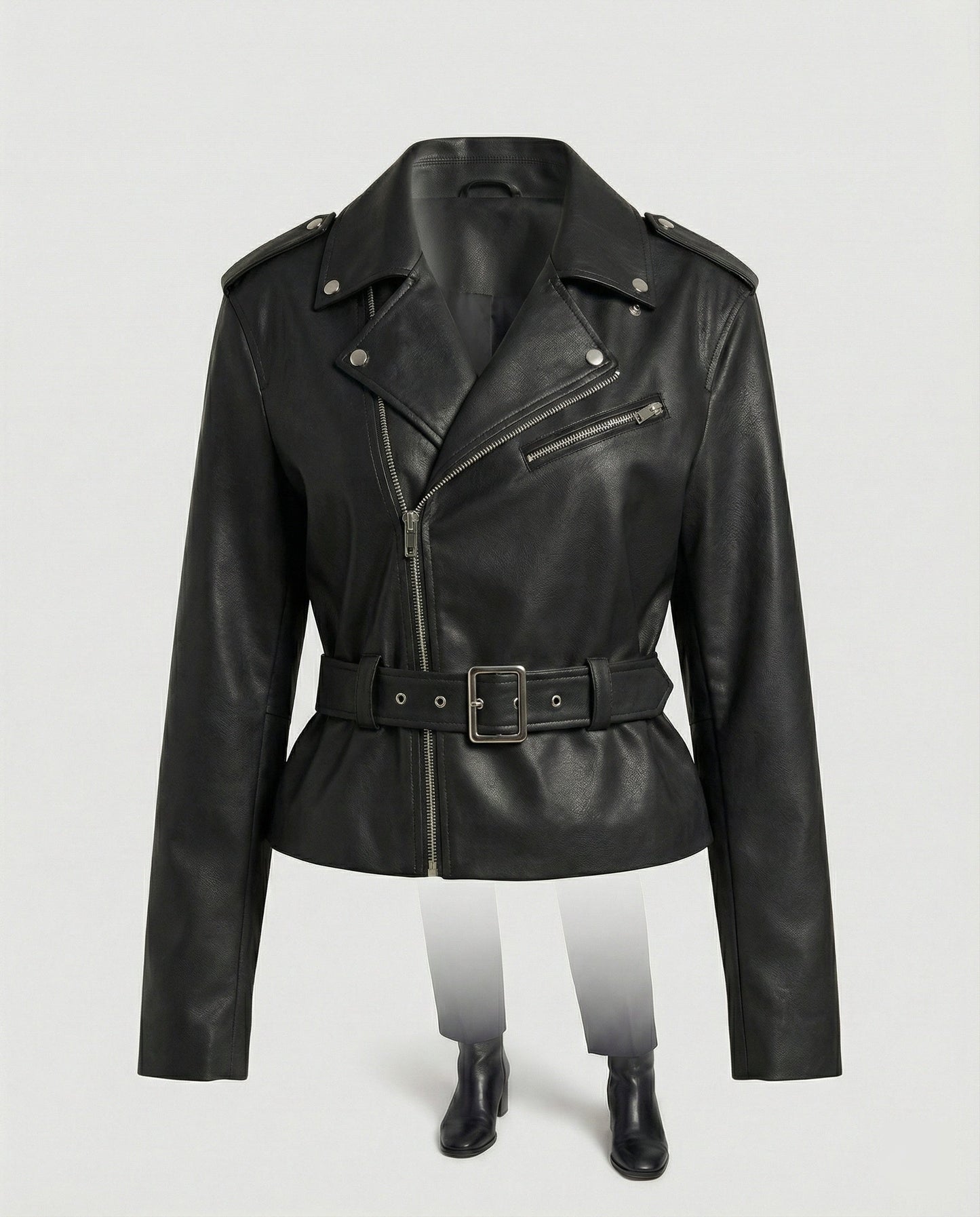 Leder Bikerjacke Damen Kurz Tailliert