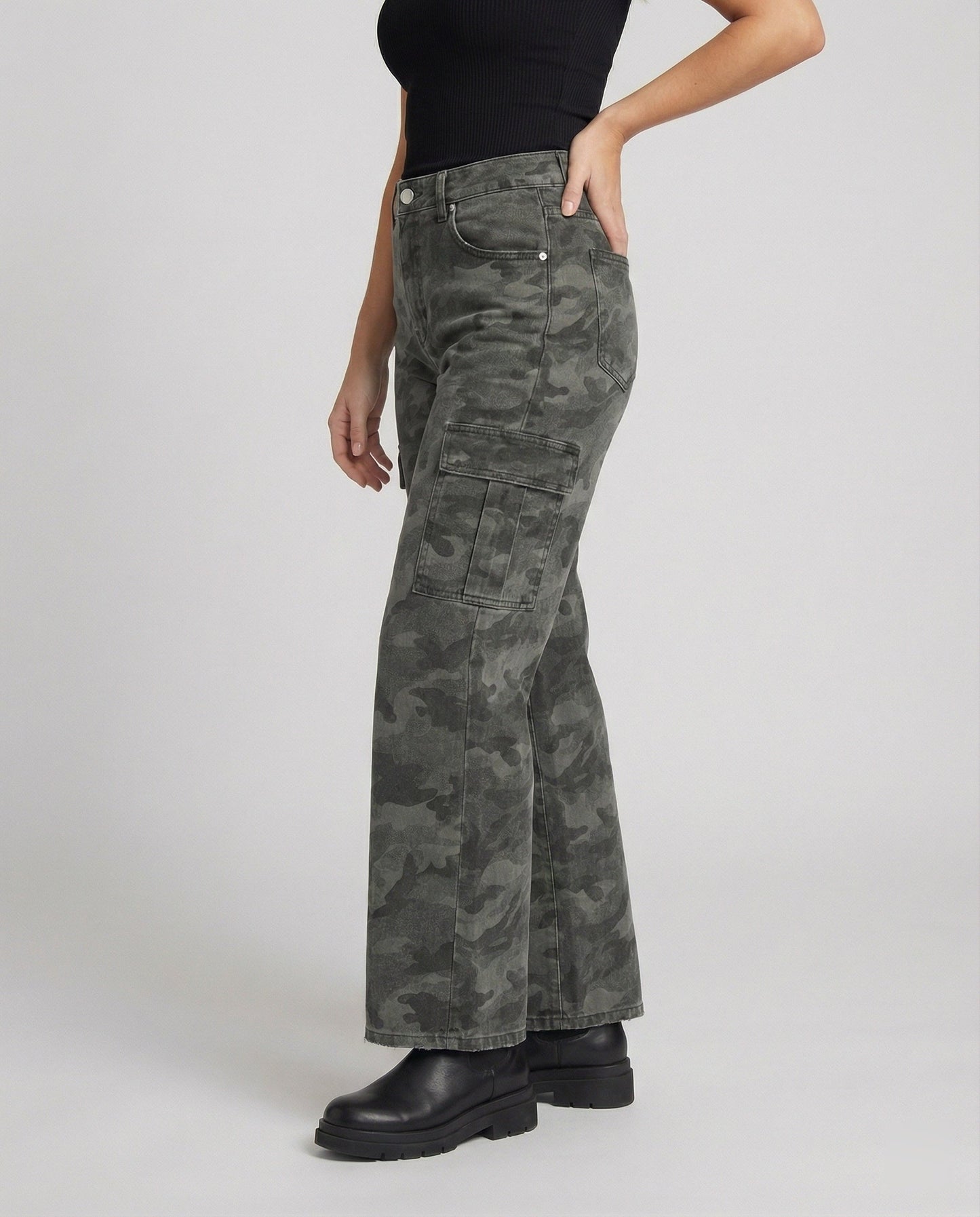 Herren Militärhose Hohe Taille Lockeres Bein