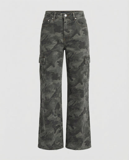 Herren Militärhose Hohe Taille Lockeres Bein