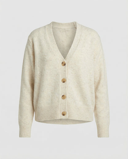 Damen Strickjacke V-Ausschnitt Weich Oversized Perlmuttknöpfe