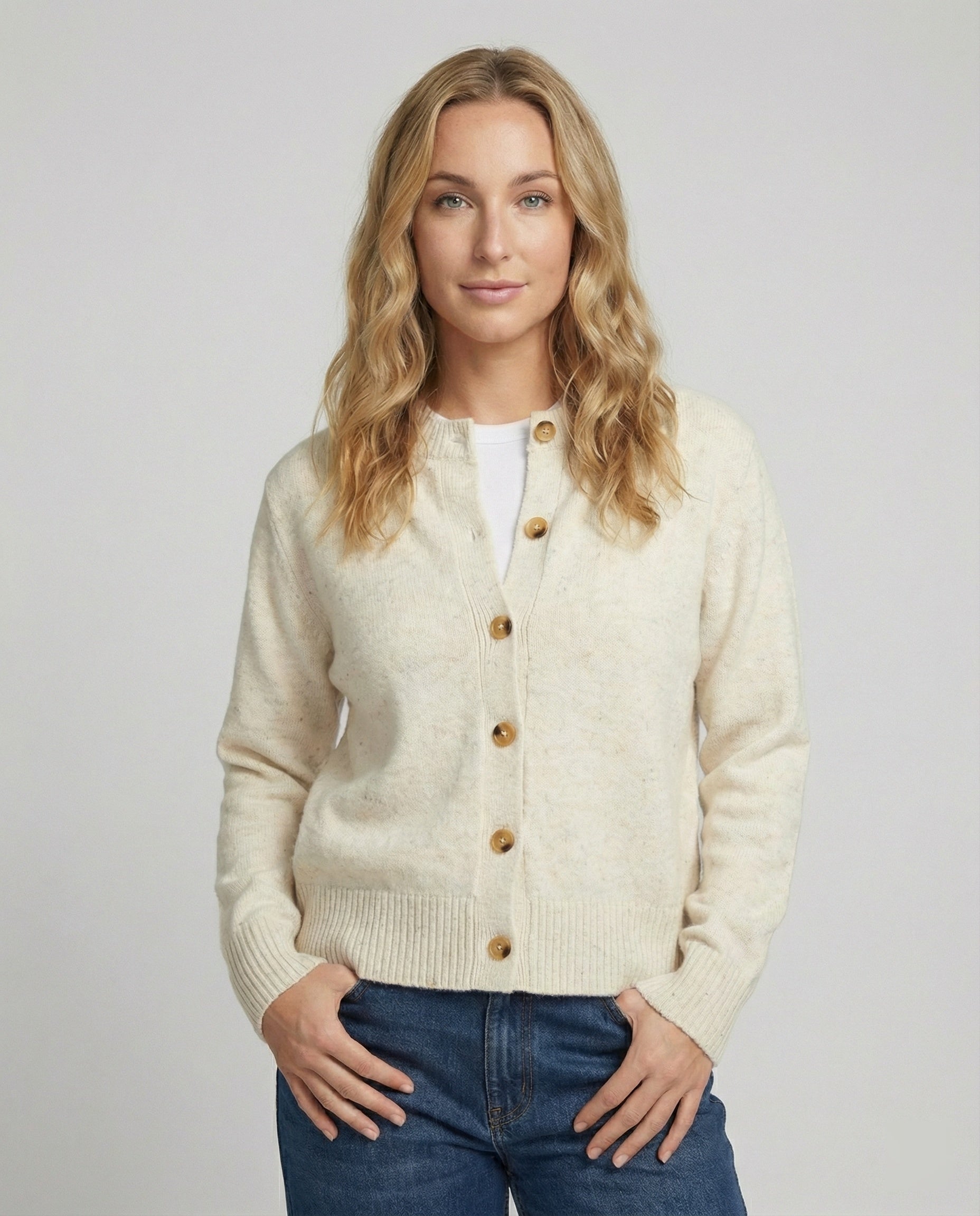 Damen Strickjacke V-Ausschnitt Weich Oversized Perlmuttknöpfe - Norvielle