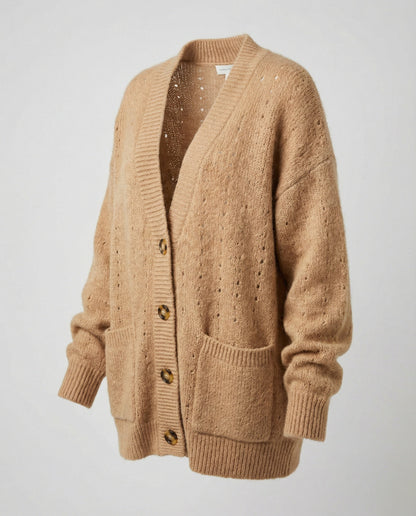 Weich Cardigan Mohair Mix Überlange Ärmel mit Taschen
