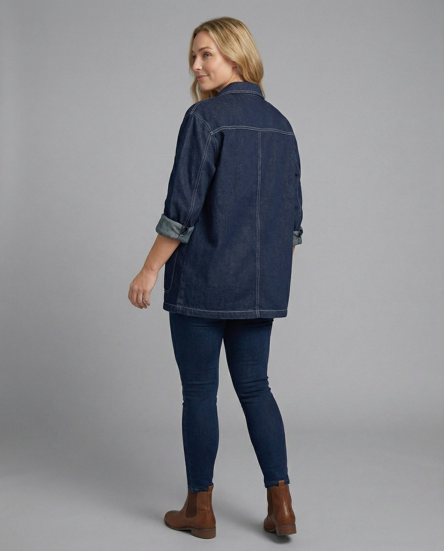 Damen Oversized Jeansjacke mit Taschen