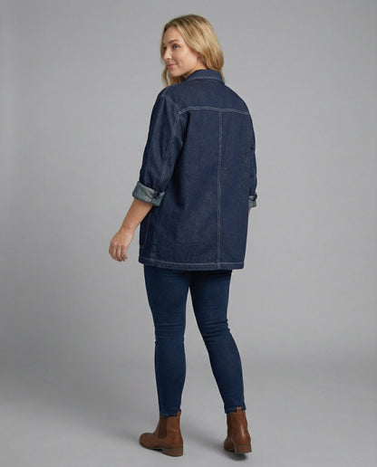 Damen Oversized Jeansjacke mit Taschen