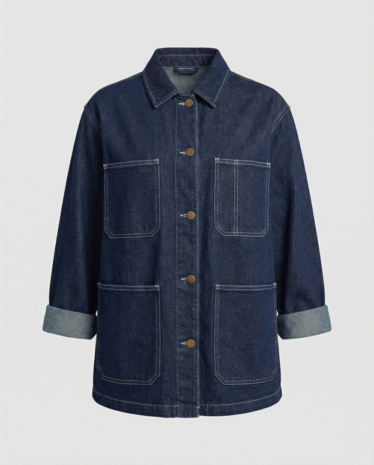 Damen Oversized Jeansjacke mit Taschen