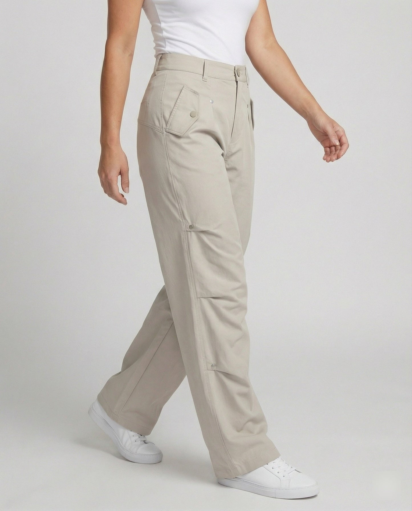 Damen Wide-Legg-Hose Hochtaillierte Asymmetrisch Modern
