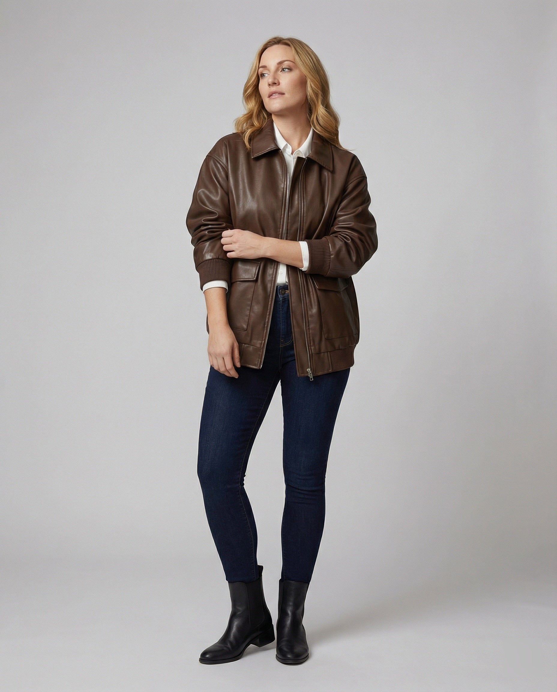 Damen Lederjacke Softleder Schwarz - Norvielle