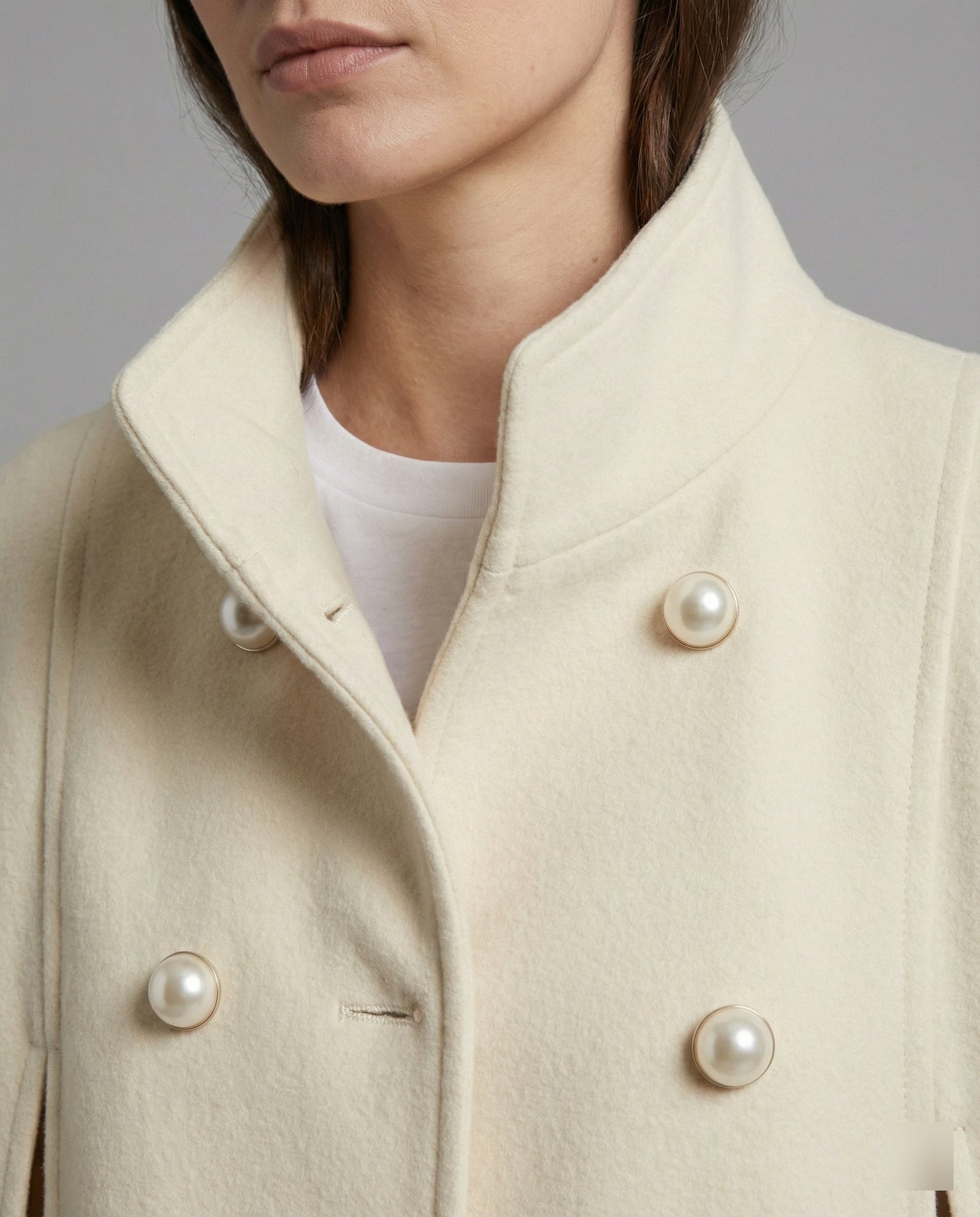 Damen Wollmix-Cape Stehkragen Asymmetrisch Winter