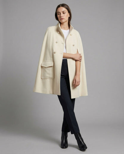 Damen Wollmix-Cape Stehkragen Asymmetrisch Winter
