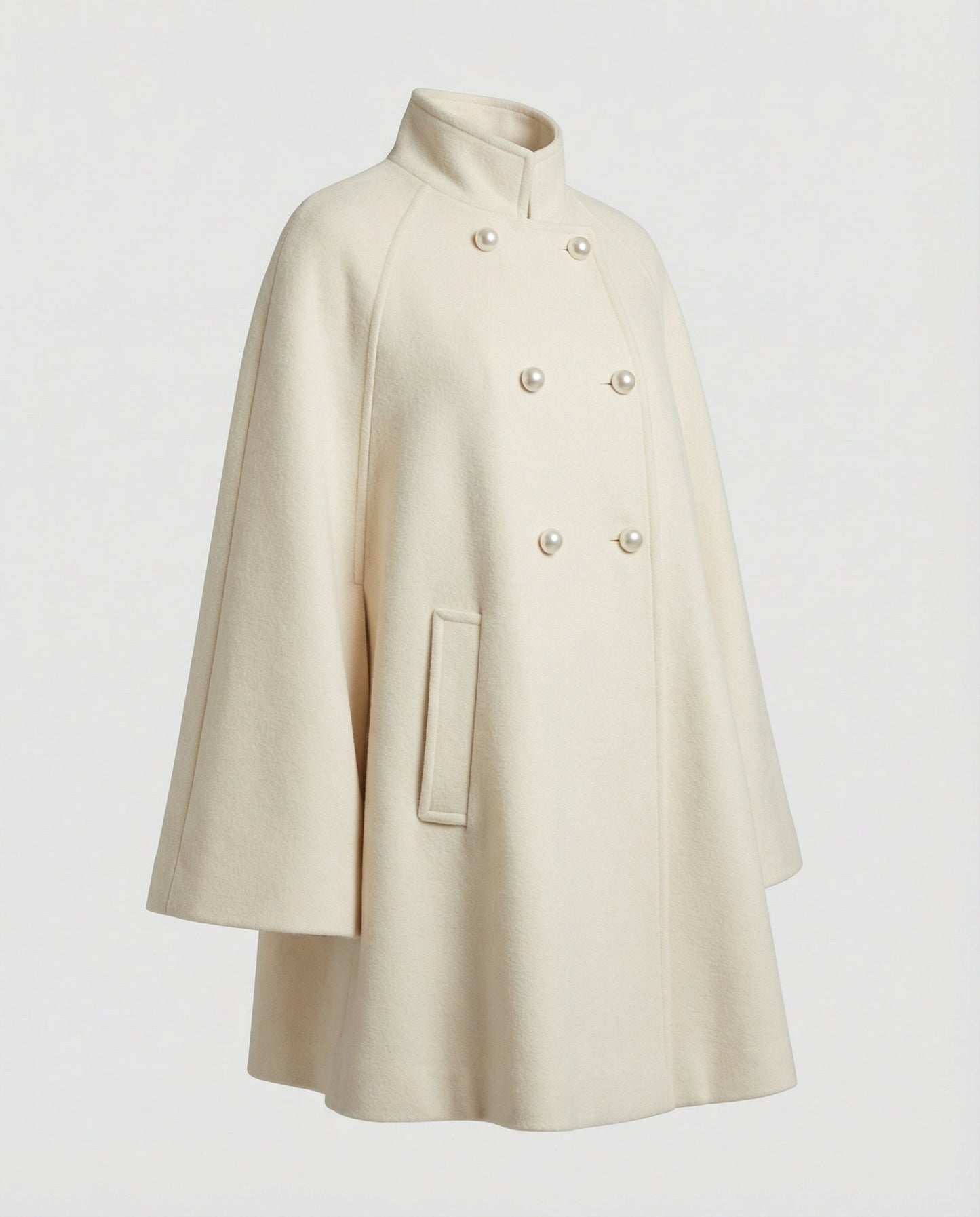 Damen Wollmix-Cape Stehkragen Asymmetrisch Winter