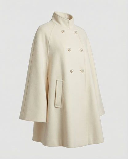 Damen Wollmix-Cape Stehkragen Asymmetrisch Winter