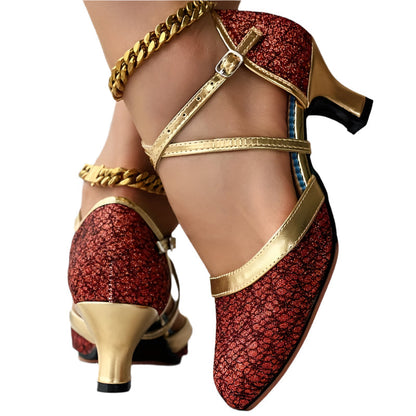 Damen High Heels mit Doppelriemen Glänzend