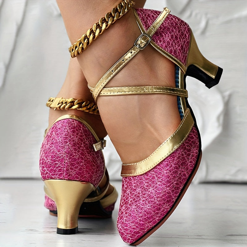 Damen High Heels mit Doppelriemen Glänzend