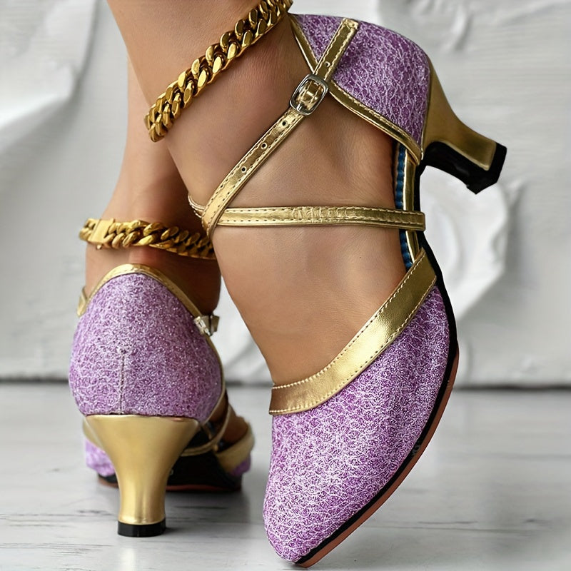 Damen High Heels mit Doppelriemen Glänzend