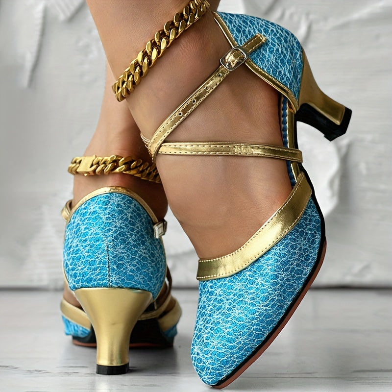 Damen High Heels mit Doppelriemen Glänzend