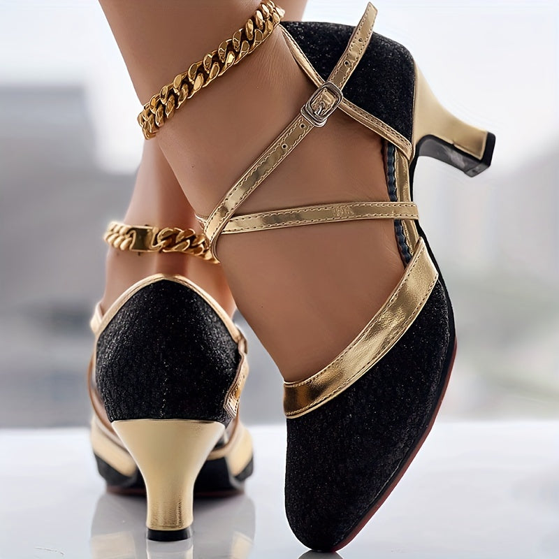 Damen High Heels mit Doppelriemen Glänzend