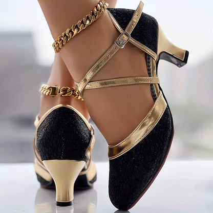 Damen High Heels mit Doppelriemen Glänzend