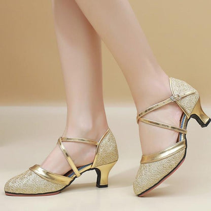 Damen High Heels mit Doppelriemen Glänzend