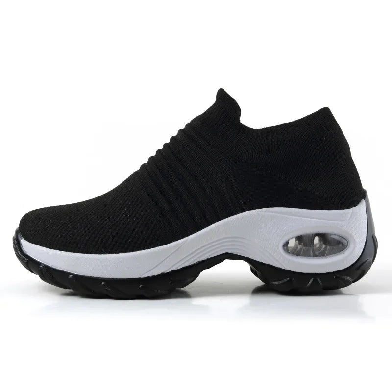 Damen Plattform Sneaker Atmungsaktives Material