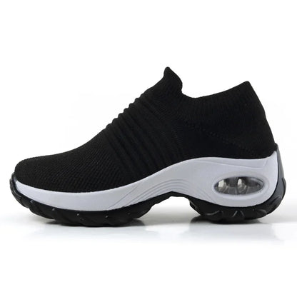 Damen Plattform Sneaker Atmungsaktives Material