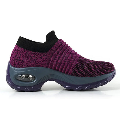 Damen Plattform Sneaker Atmungsaktives Material