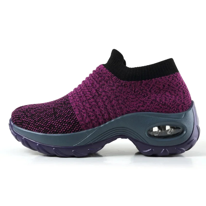 Damen Plattform Sneaker Atmungsaktives Material