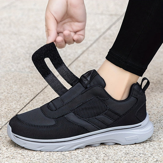 Atmungsaktive Laufschuhe Damen Klettverschluss Schwarz - Norvielle